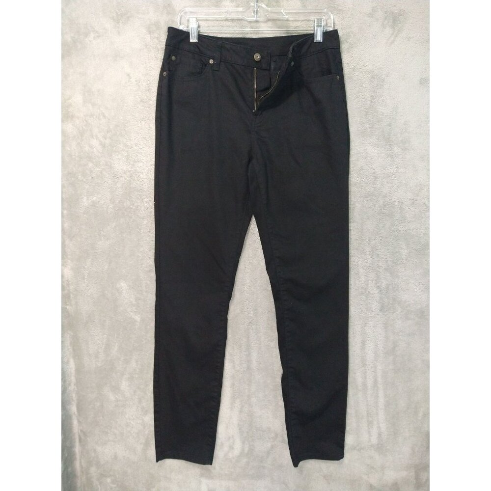 Prana Jeans Womens 6 Black Denim Skinny Mid Rise Stretch Dark Wash